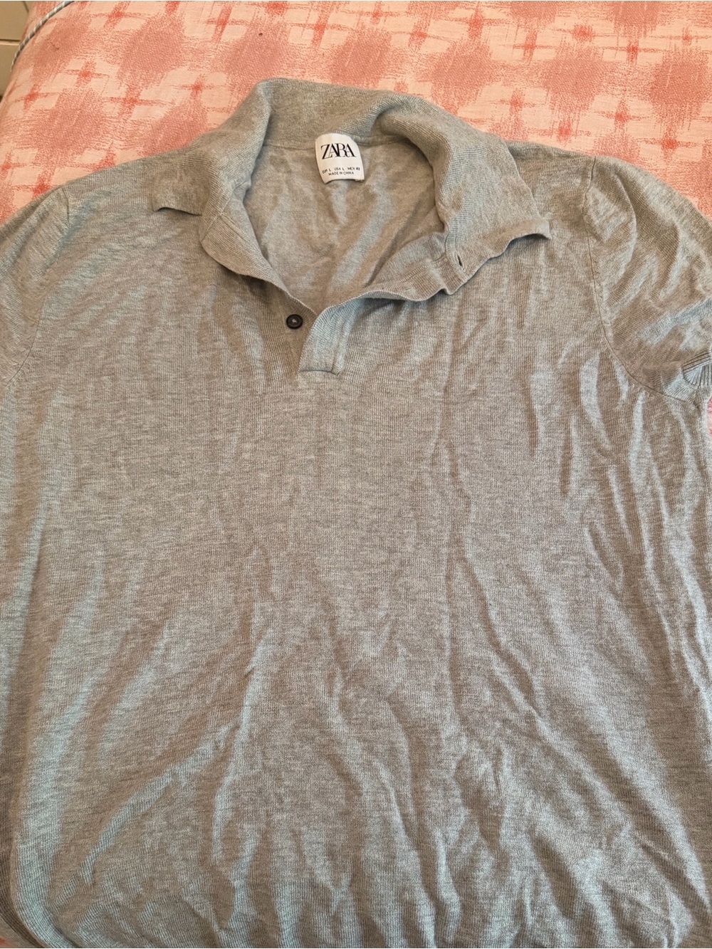 Zara Men’s Heather Gray Short-Sleeve Polo